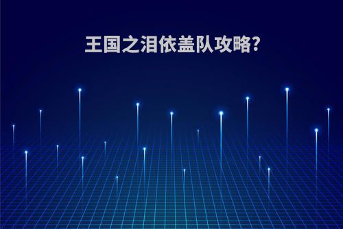 王国之泪依盖队攻略?