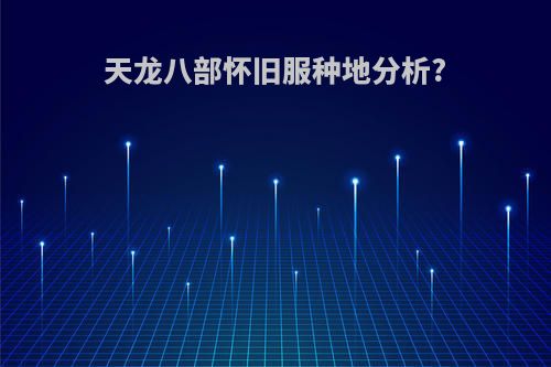 天龙八部怀旧服种地分析?