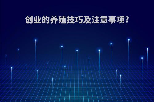 创业的养殖技巧及注意事项?