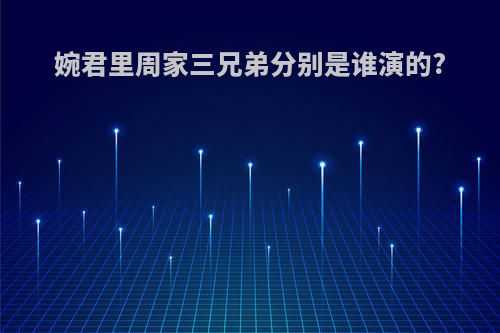婉君里周家三兄弟分别是谁演的?