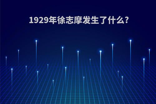 1929年徐志摩发生了什么?