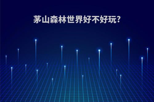 茅山森林世界好不好玩?
