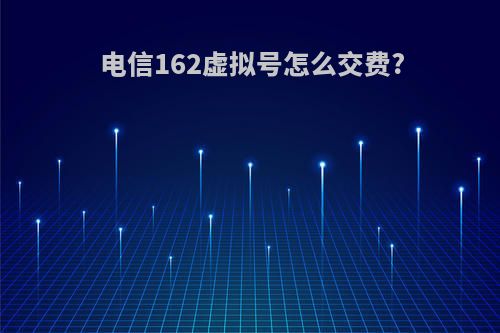 电信162虚拟号怎么交费?