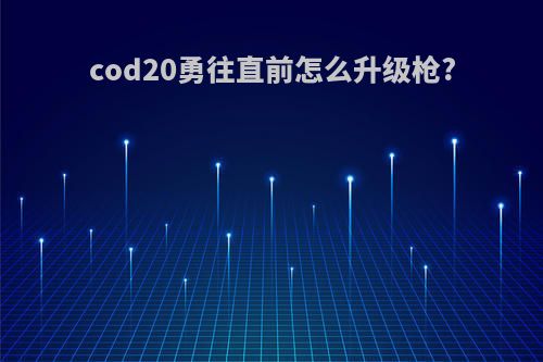 cod20勇往直前怎么升级枪?