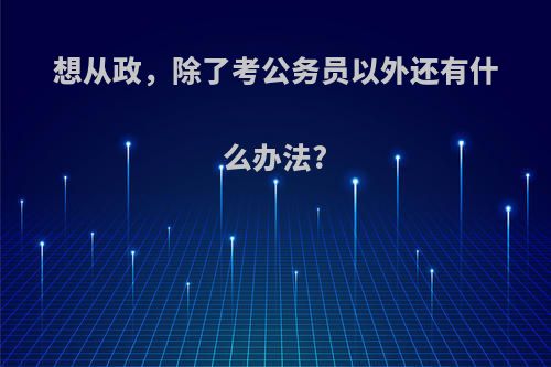 想从政，除了考公务员以外还有什么办法?