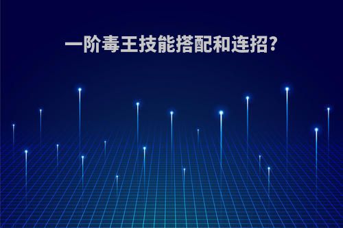 一阶毒王技能搭配和连招?