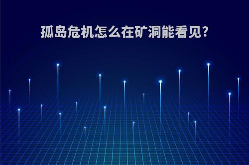 孤岛危机怎么在矿洞能看见?