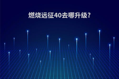 燃烧远征40去哪升级?