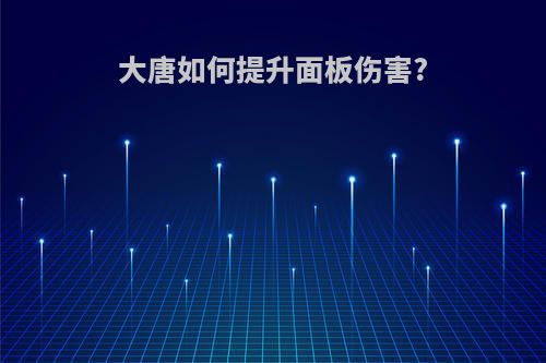 大唐如何提升面板伤害?
