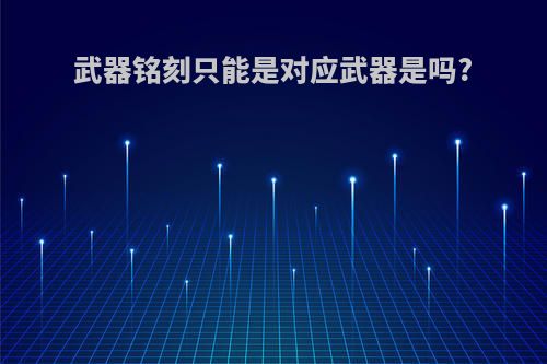 武器铭刻只能是对应武器是吗?