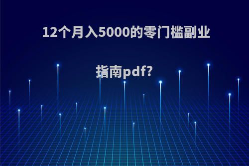 12个月入5000的零门槛副业指南pdf?