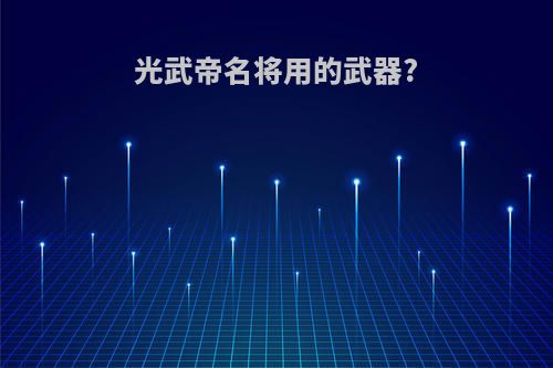 光武帝名将用的武器?