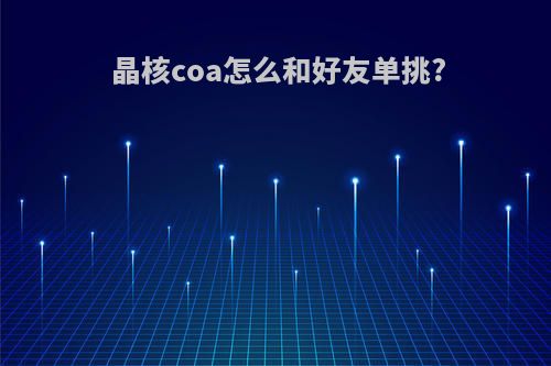 晶核coa怎么和好友单挑?