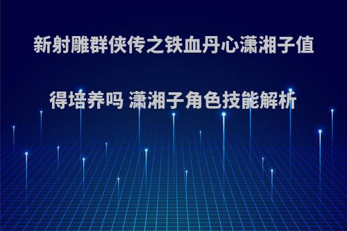新射雕群侠传之铁血丹心潇湘子值得培养吗 潇湘子角色技能解析