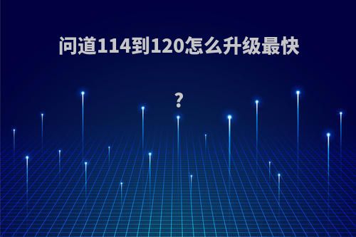 问道114到120怎么升级最快?