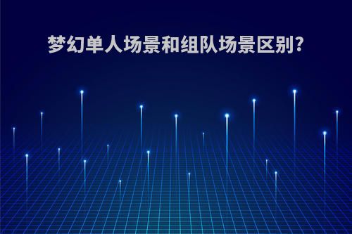 梦幻单人场景和组队场景区别?