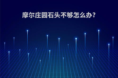 摩尔庄园石头不够怎么办?