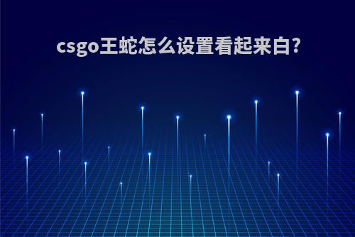 csgo王蛇怎么设置看起来白?