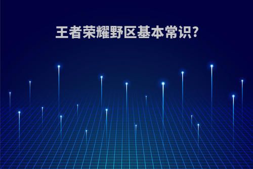 王者荣耀野区基本常识?