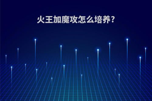 火王加魔攻怎么培养?