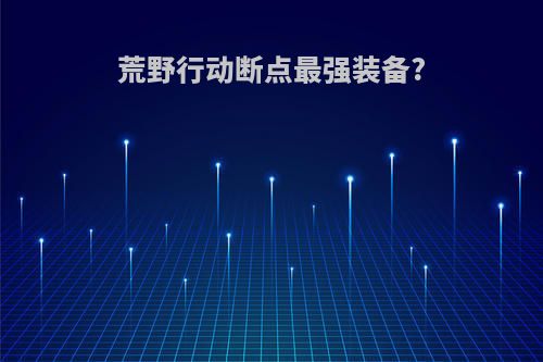荒野行动断点最强装备?